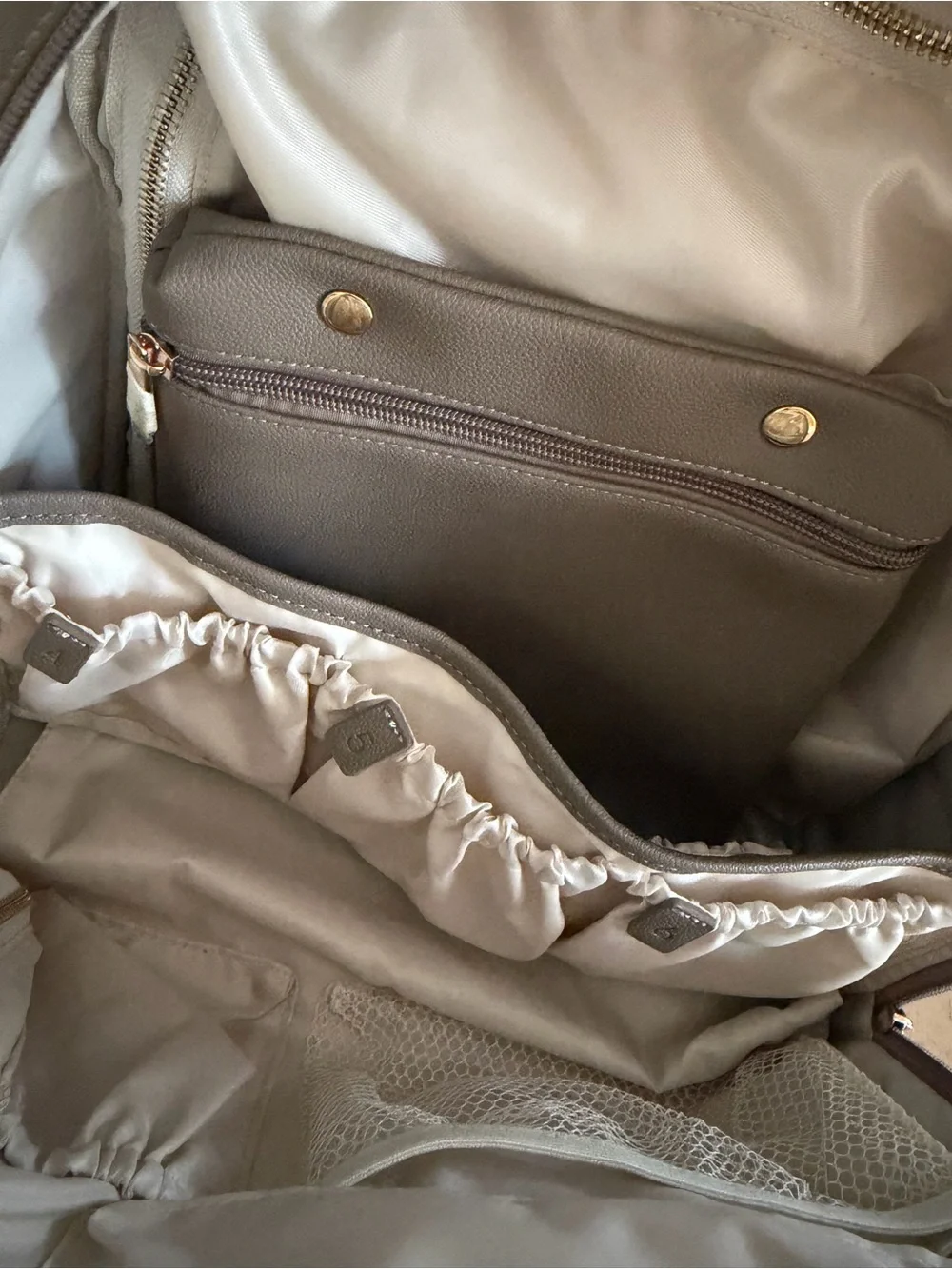 Ayla & Co ‘The Ayla’ taupe vegan leather diaper bag with accessories